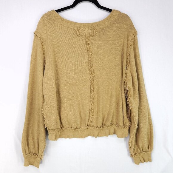 Free People Golden Road Ruffled Button-Front Cardigan Size Small Raw Seams Boxy - Picture 3 of 14